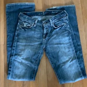 7 for all mankind distressed soft bootcut denim jeans